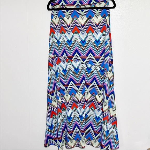 New Directions Colorful Chevron Print Maxi Skirt - Picture 2 of 8